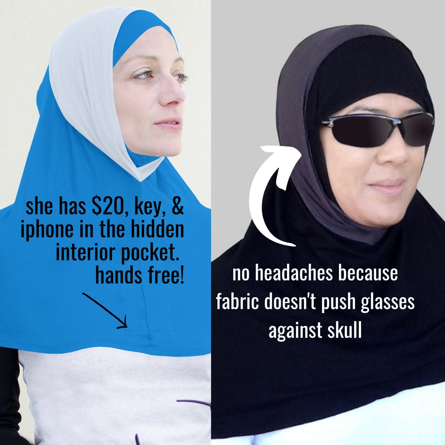 High Tech Performance Hijab (Black with Grey)