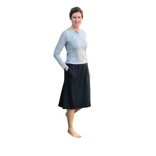 Super Soft Athletic Skirt Travel Skirt Exercise Skirt Modest Wear Sports Skirt Navy Blue with Deep Pockets, tzniut skirt