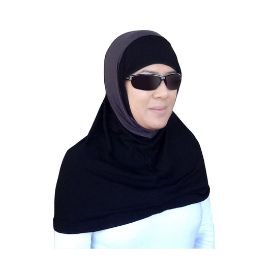 high tech performance hijab (black with grey)