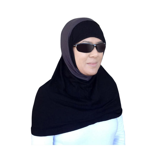 Hijab for Bluetooth Airpods Hearing Aids Glasses Medical Hijab Exercise Hijab Sports Hijab Black with Gray