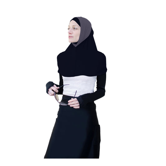 Hijab for Bluetooth Airpods Hearing Aids Glasses Medical Hijab Exercise Hijab Sports Hijab Black with Gray