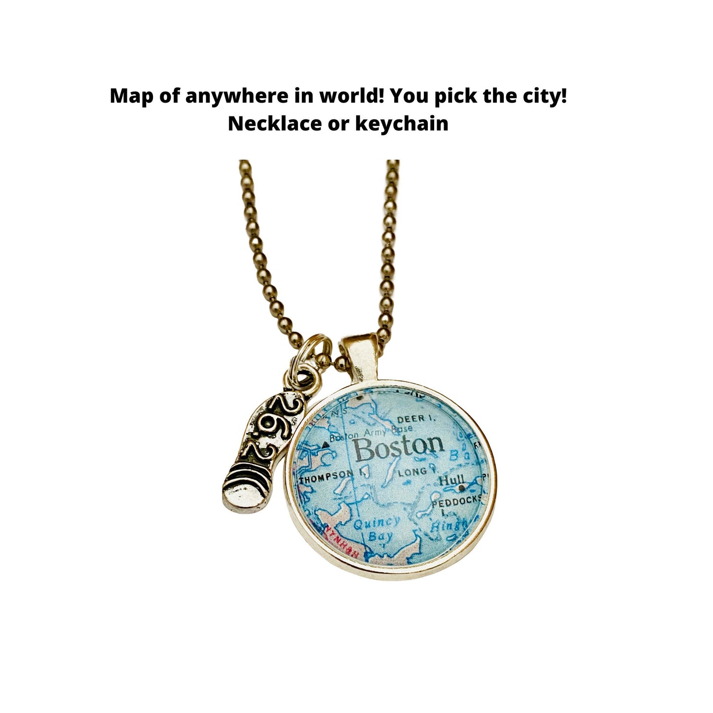 Marathon Jewelry / Custom Running Jewelry / Running Necklace / Map Pendant Jewelry / Personalized Running Necklace /26point2 Charm with Map