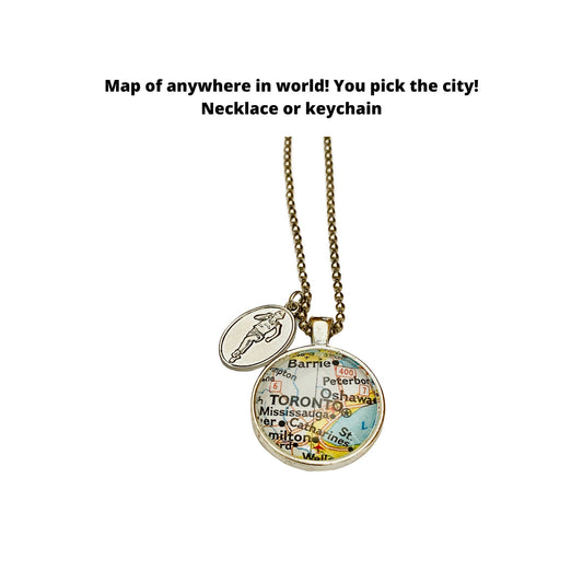 Runner Charm & CUSTOM Map Pendant of Anywhere in World, Marathon Jewelry, Running Jewelry, Gift for Runner, Running Keepsake Gift, 10k Gift