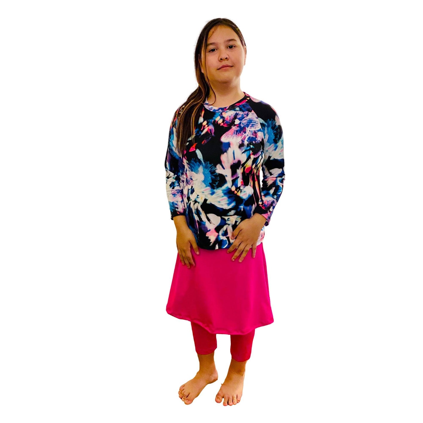 Pink swimset, Girl Modest Swimwear swim shirt, swim skirt with leggings, Tzniut Swimsuit, Islamic Girls Burkini, Complete Swim Set, Sz S-XXL