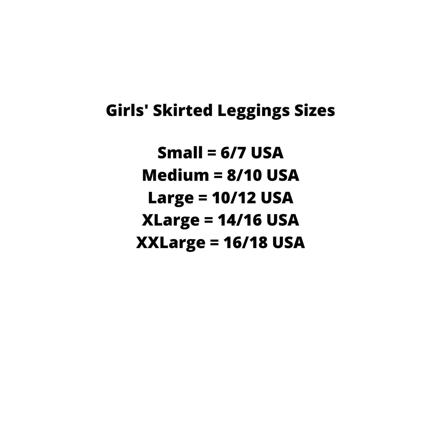 girl skirted leggings sizes