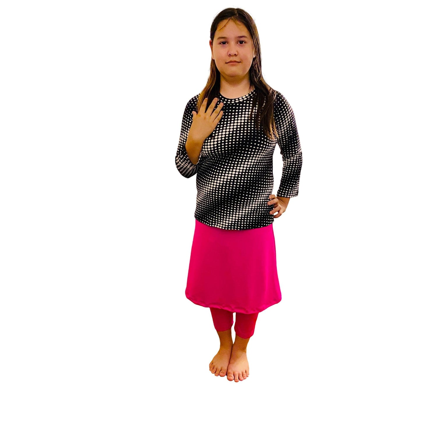 Pink swimset, Girl Modest Swimwear swim shirt, swim skirt with leggings, Tzniut Swimsuit, Islamic Girls Burkini, Complete Swim Set, Sz S-XXL