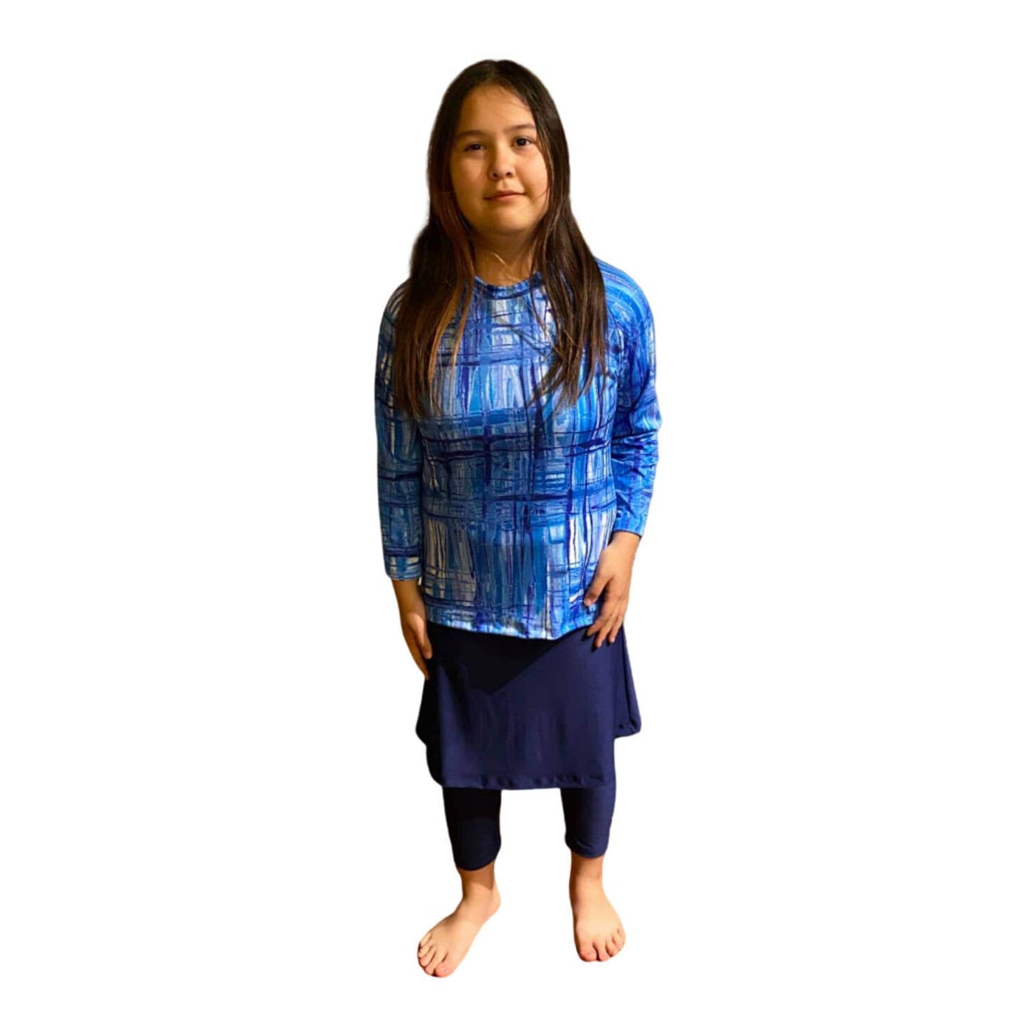 Navy Blue Girls Modest activewear skirt and leggings, Tzniut girls, Junior Girls activewear pants, leggings, Islamic Girls Burkini, Sz S-XXL