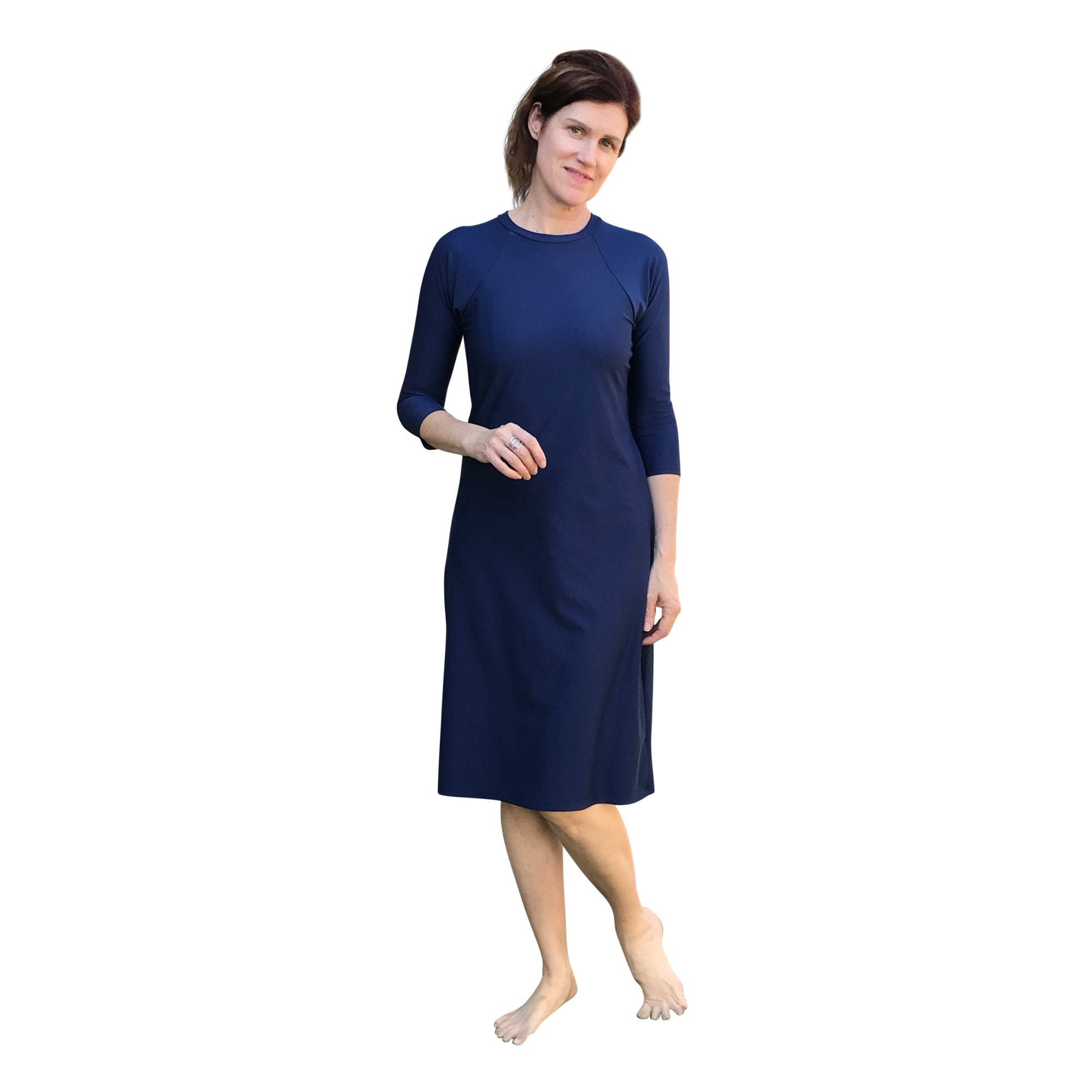 ladies modest swim dress (blue)