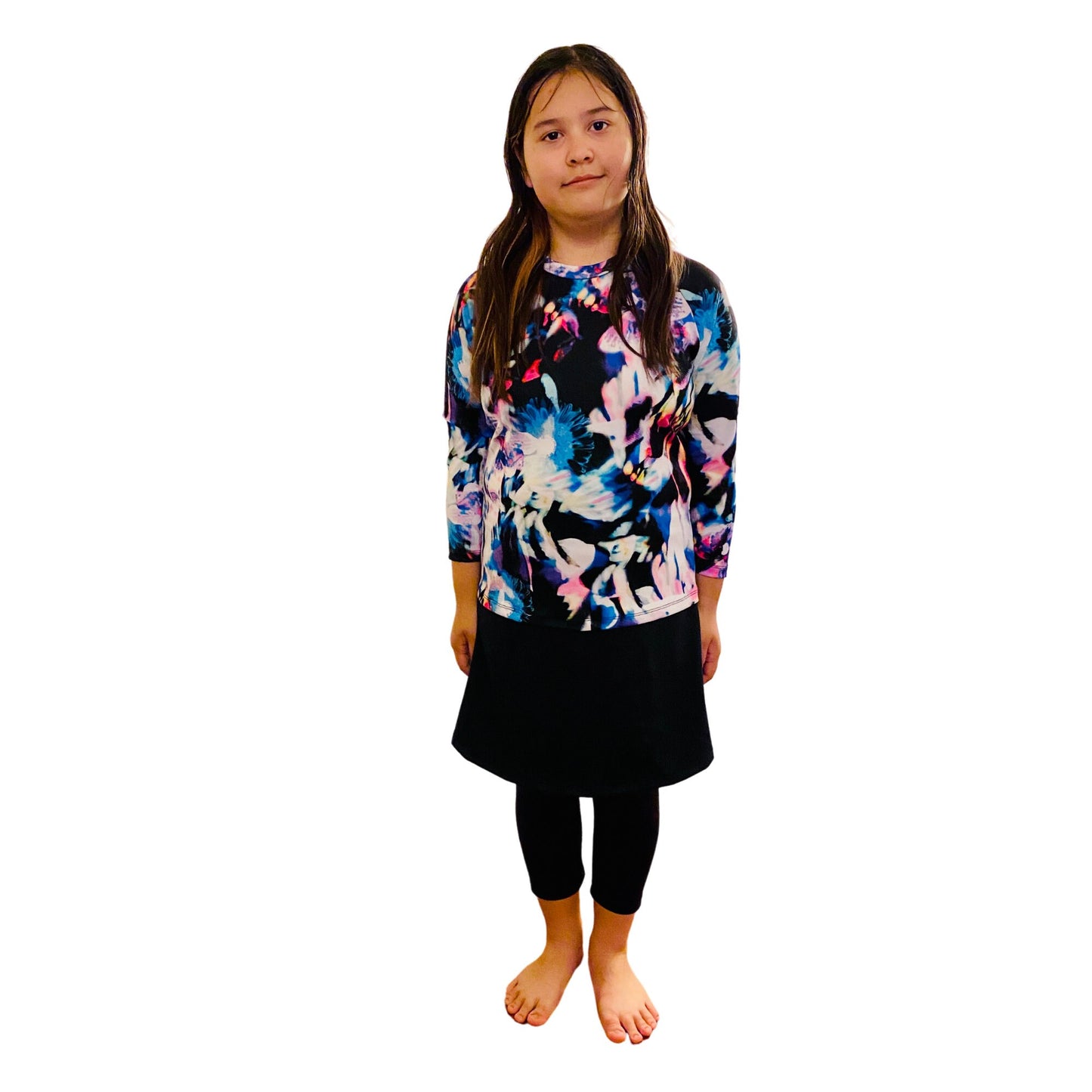 Girls Skirted Leggings, Junior Activewear, Girls School Skirt, Tzniut Skirt, Islamic Girls Burkini, Black Skirt & Leggings, Plus Size Girls