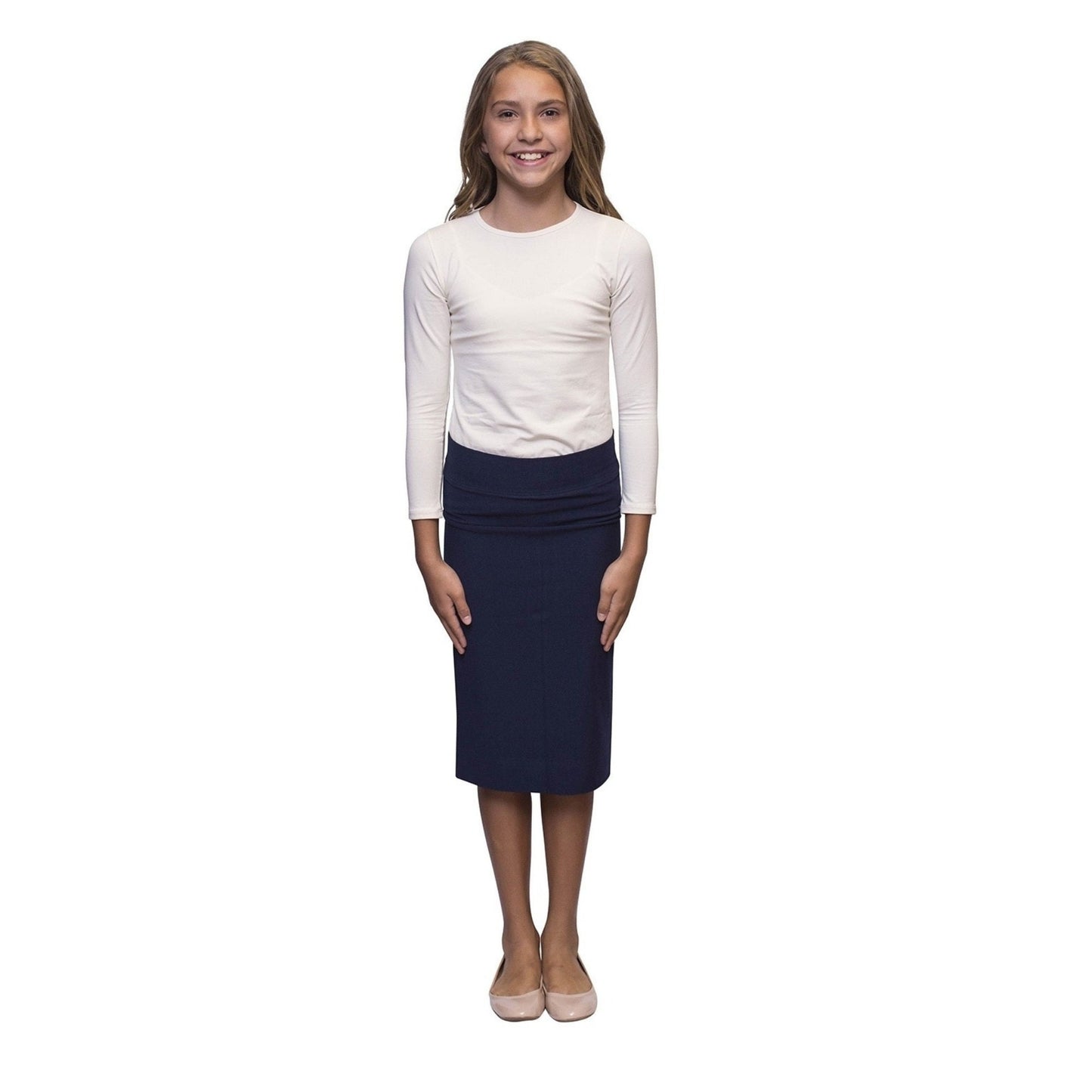 girl navy blue thick skirt