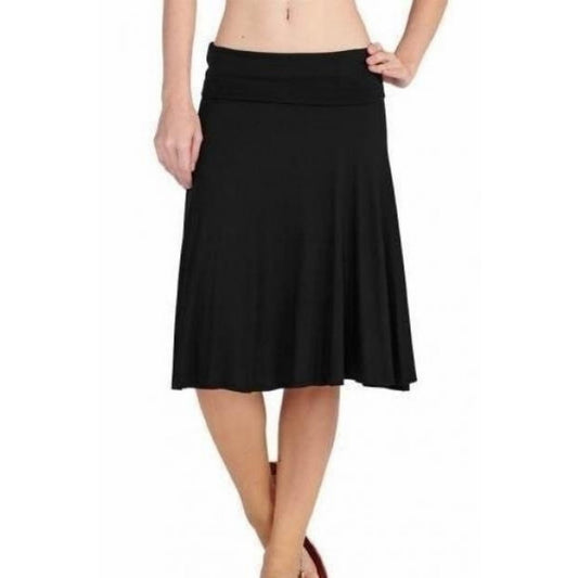 Ladies' Fold Over A-Line Skirt Black Modest Slim Skirt, Slimming Skirt, Knee Length Skirt, Plus Size Skirt SCHOOL UNIFORM APPROVED