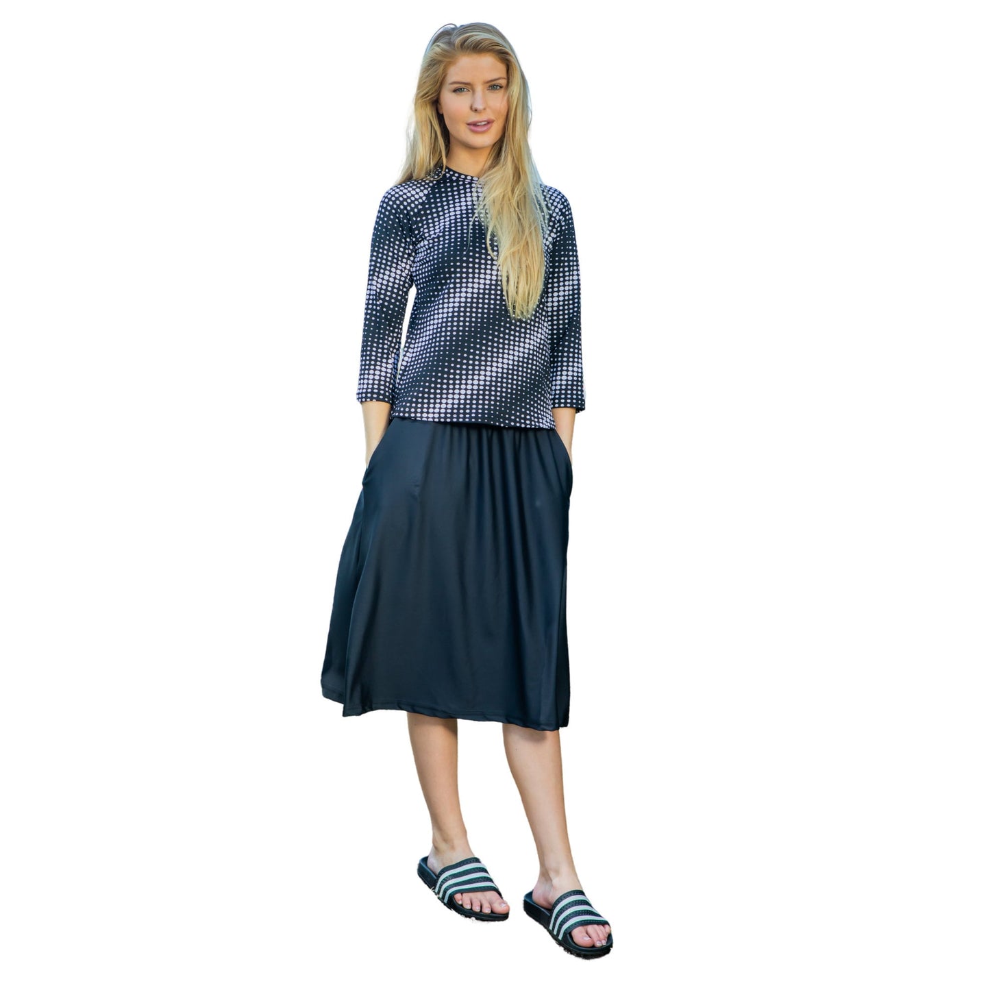 Modest Swim Skirt Exercise Skirt Running Skirt Black Golf Skirt Tennis Skirt with Pockets