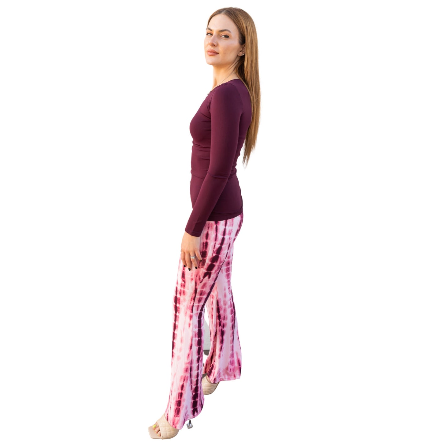 Wide Leg Boot Cut Super Soft Pants. Wine Tie Dye. Flair Pants. Activewear Pants. Flare Pants.
