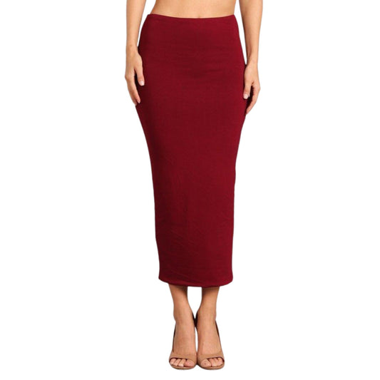 double layer no slit long midi pencil skirt
