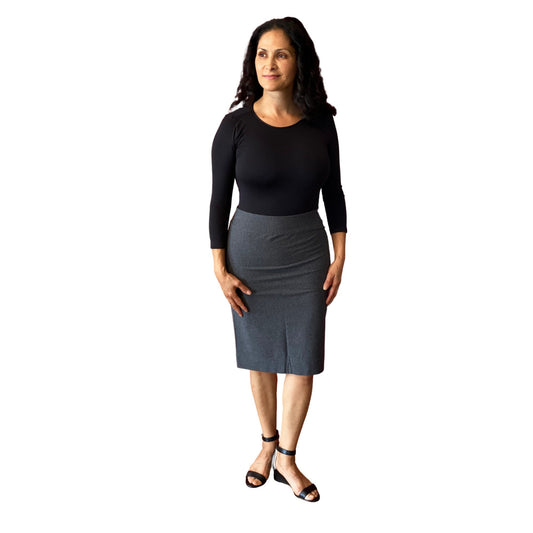 Dark Grey Midi skirt, Knee length Pencil Skirt XS-3X Modest Slim Skirt, Slimming, Knee Length Skirt, Plus Size Skirt, Date Skirt, tznius