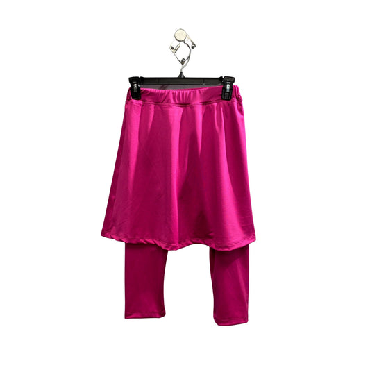 Ladies Pink Leggings w Attached Skirt, Mini Flared Skirt w Leggings, soft Skirted Leggings, 2-in-1 skirt leggings, Running Leggings w Skirt