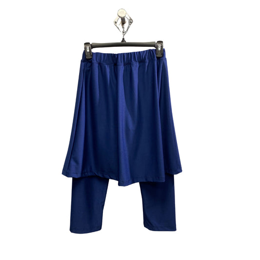 Navy Blue Leggings w Attached Skirt, Mini Flared Skirt w Leggings, soft Skirted Leggings, 2-in-1 skirt leggings, Running Leggings w Skirt