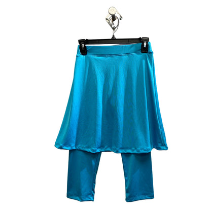Turquois Skirt w Attached Capri Leggings, Mini Flared Skirt w Leggings, soft Skirted Leggings, 2-in-1 skirt leggings, Capri Leggings Skirt