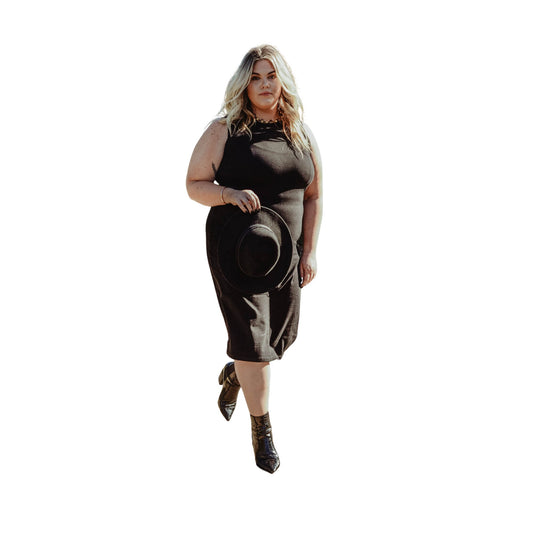 Plus Size 1X-3X Stretch Cotton Jersey Sleeveless Dress, Midi Tank Dress, Cocktail Dress, Layering Dress, Tznius, Sheath, Various Colors