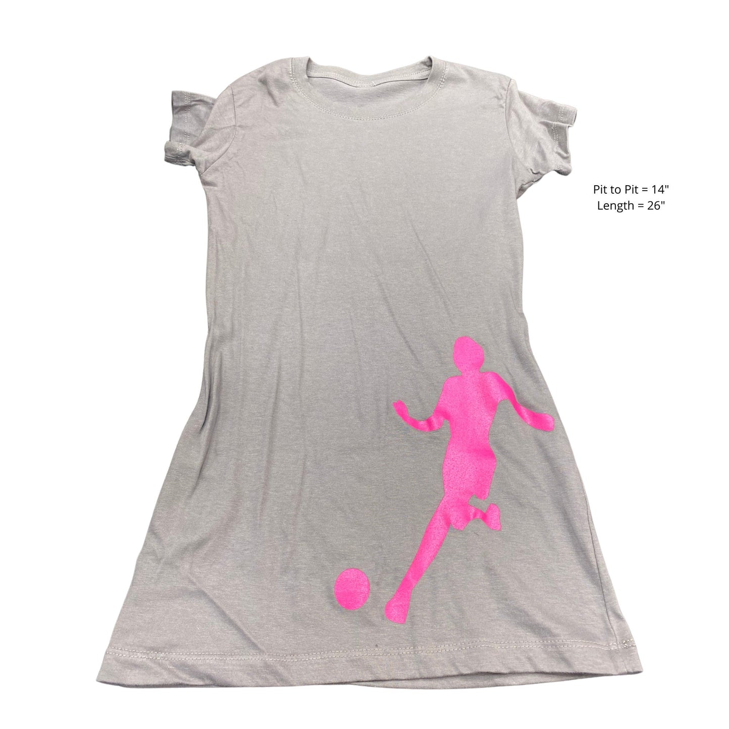 Girls' Tunic Cotton Dress Soccer Grey Pink Soccer Player Tshirt Dress Tunic One Size