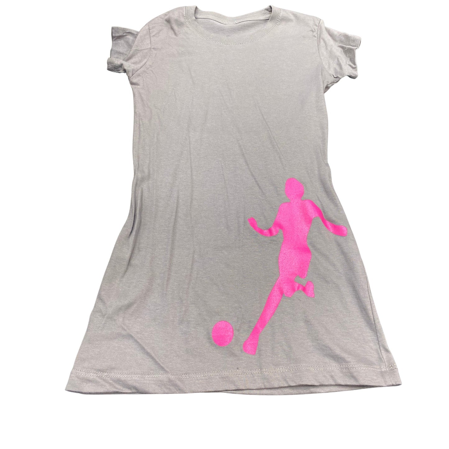 Girls' Tunic Cotton Dress Soccer Grey Pink Soccer Player Tshirt Dress Tunic One Size