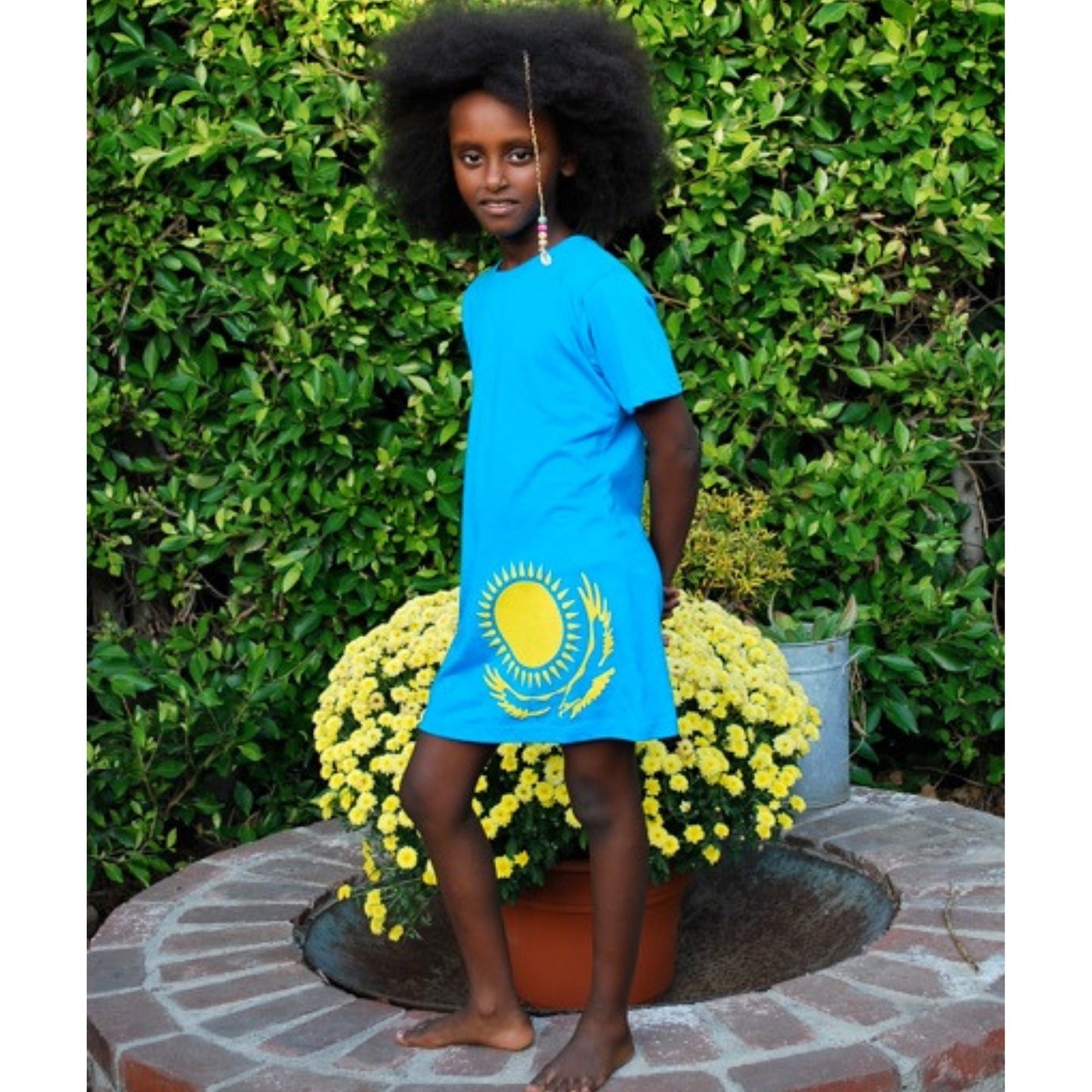 Girls' Blue Tunic Cotton Dress Tee Dress Lithuania Flag Togo Flag Cameroon Flag Mali Flag  Tshirt Dress Tunic One Size