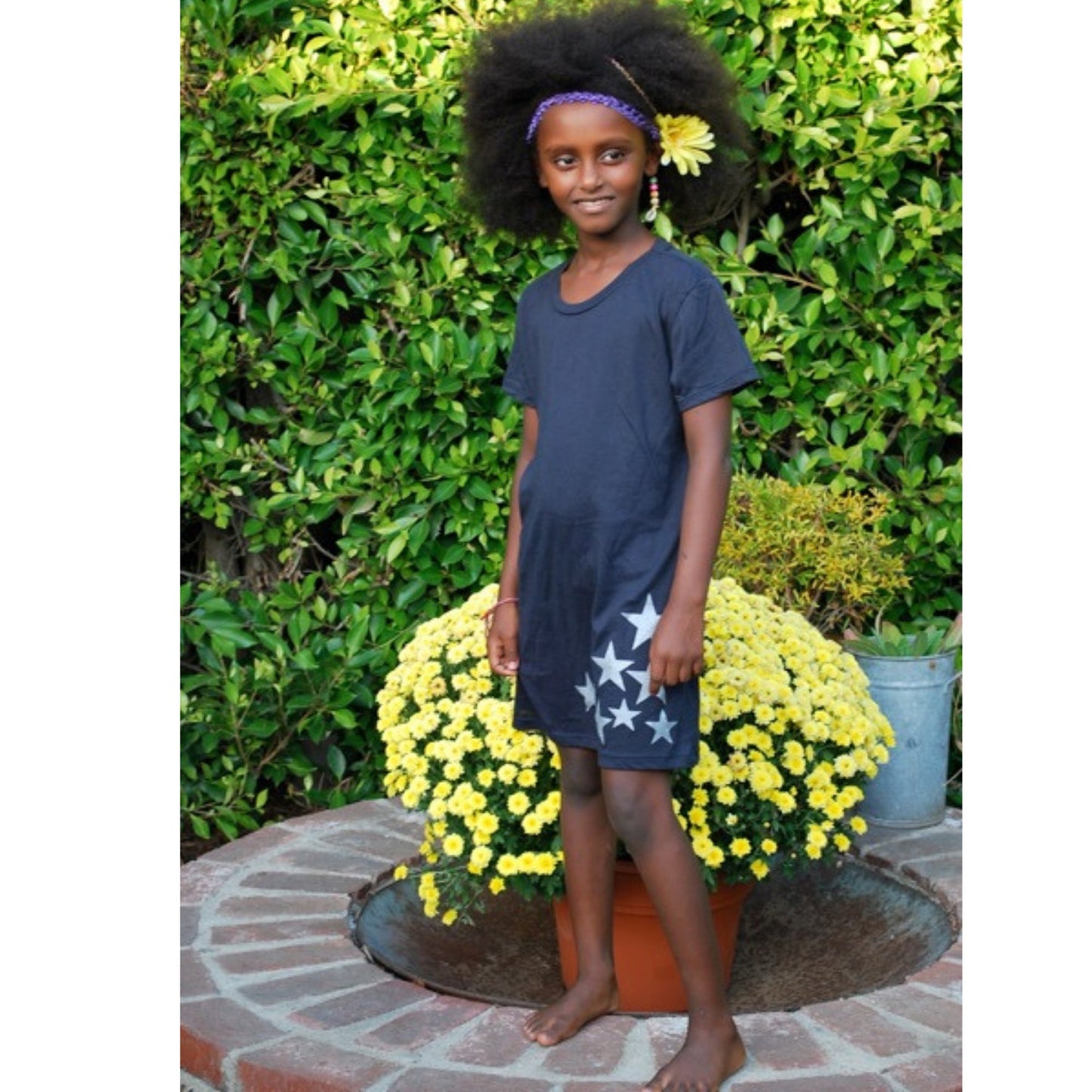 Girls' Blue Tunic Cotton Dress Tee Dress Ethiopia Flag Benin Flag Ghana Flag Bolivia Flag  Tshirt Dress Tunic One Size