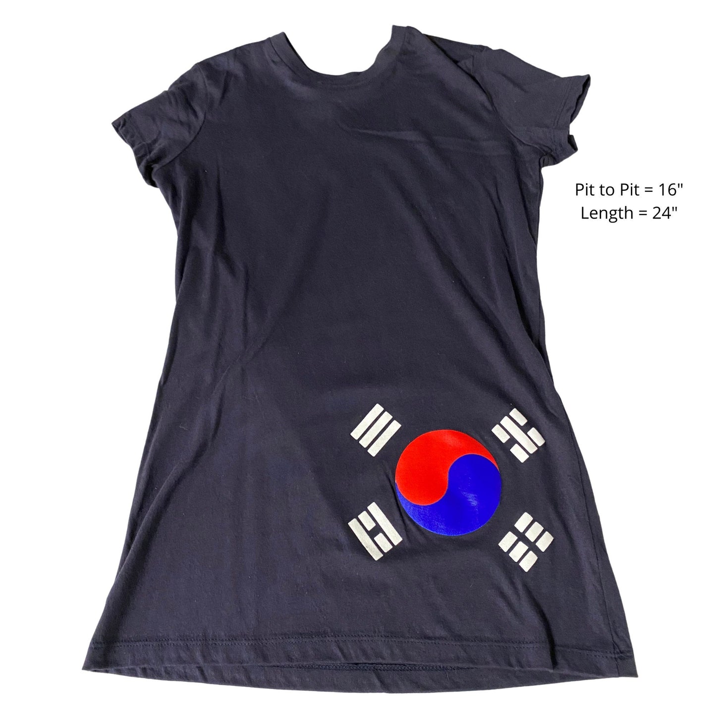 Girls' Tunic Cotton Dress Korean Flag Taegukgi Yin Yang South Korea Tshirt Dress Tunic One Size