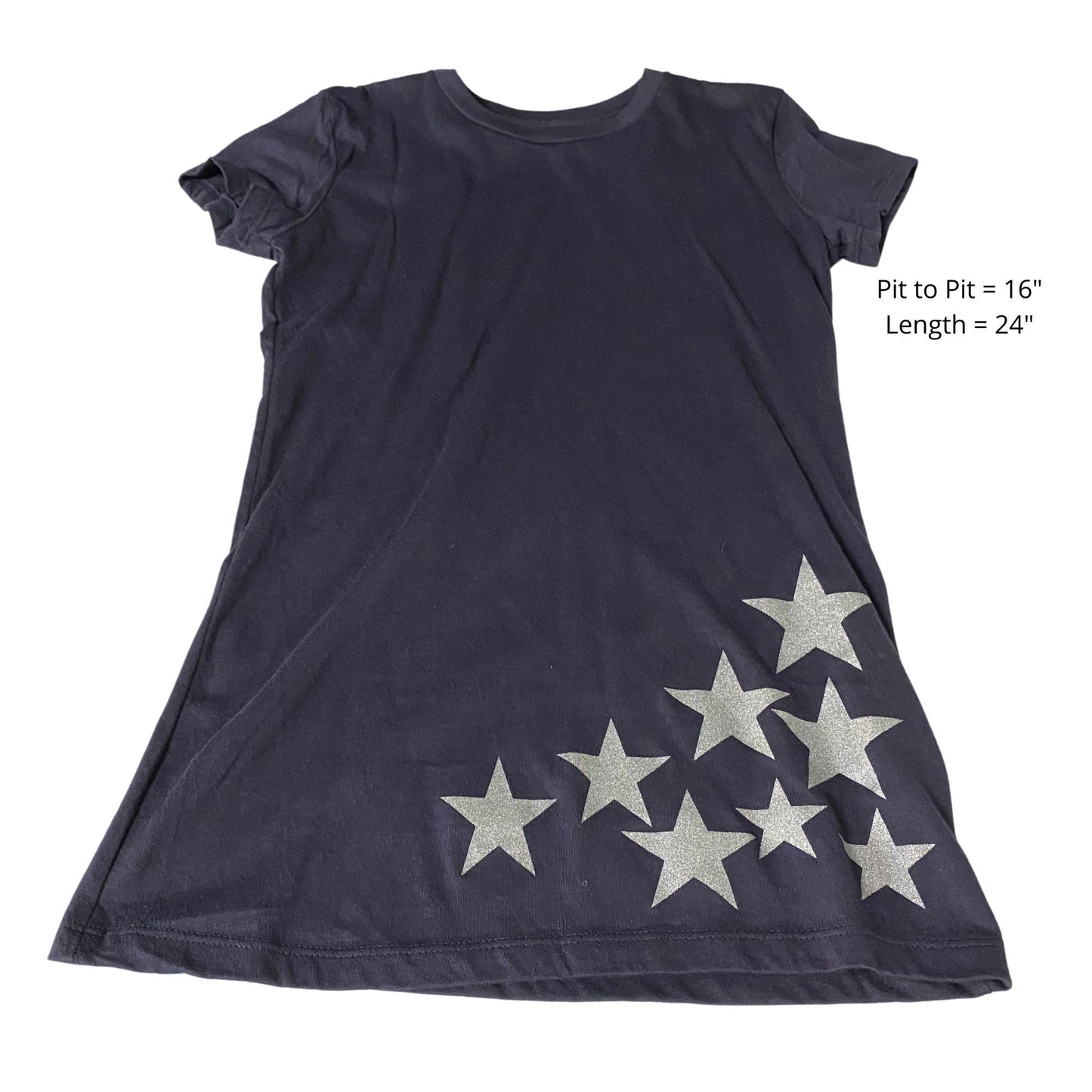 Girls' Tunic Cotton Dress Silver Stars Tunic Dress Oversize Fitted Tee Dress Tshirt Dress Tunic One Size