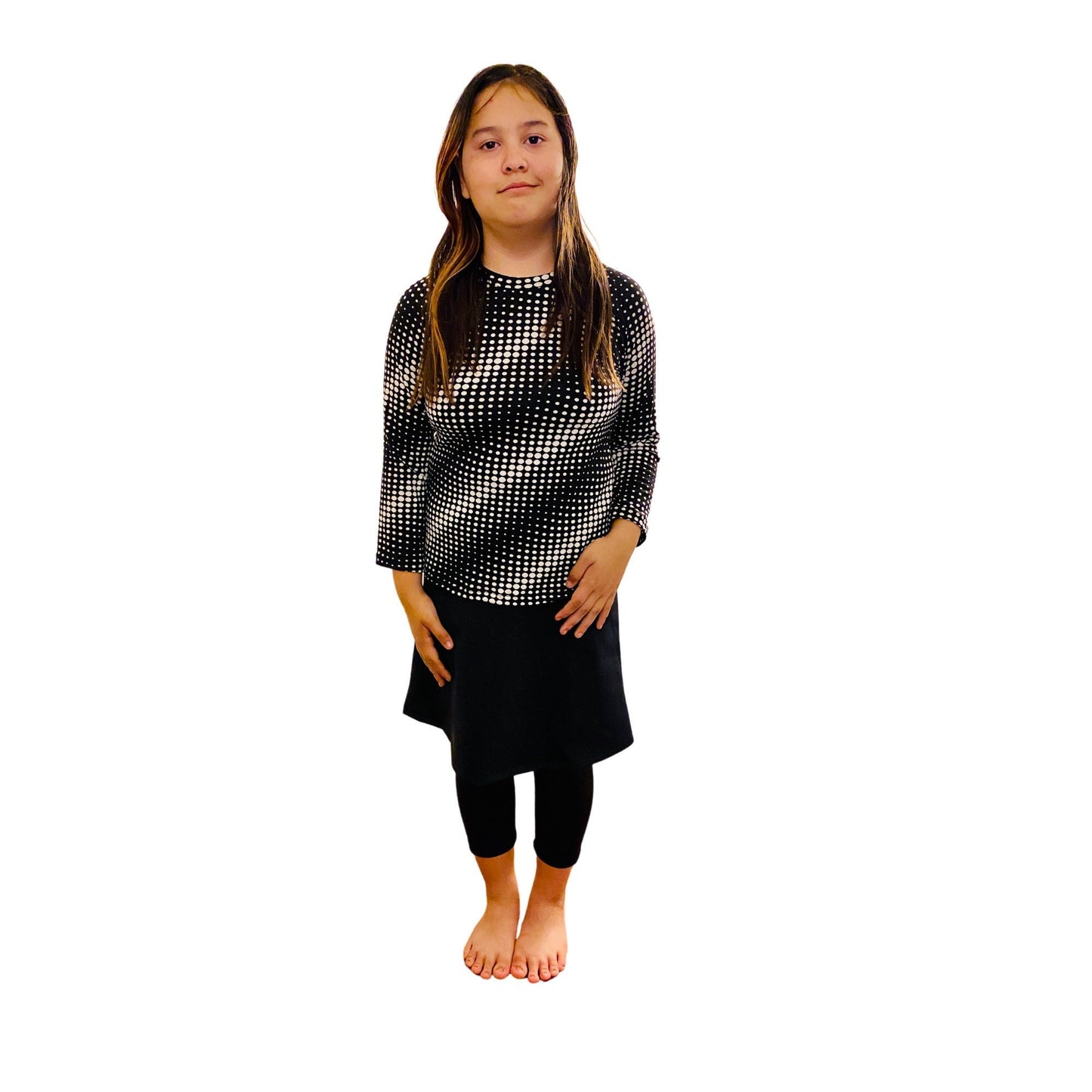 Plus Size Girls Swim Skirt, Skirted Leggings, Girls Modest Swimwear, Tzniut Swim Skirt, Islamic Girls , Black Skirt & Leggings, Activewear