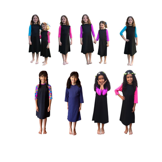 Girls Swim Dress Play Dress Swimwear Kids Swimsuit Full Cover Sun Protection Play Clothes Camp Clothes Tzniut for Play Exercise