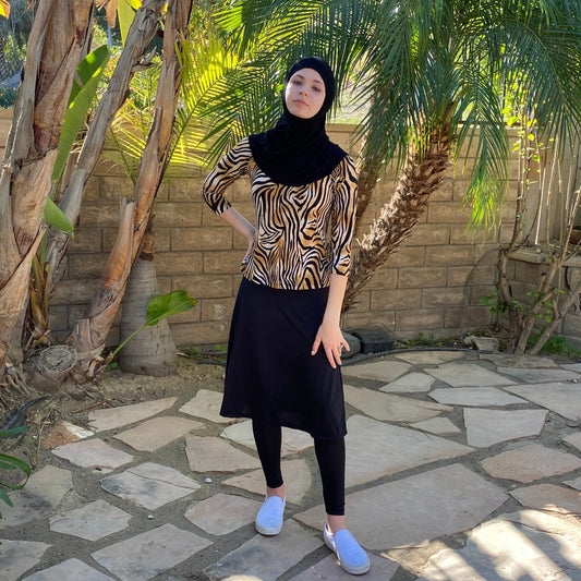 Super Lightweight Extra Long Skirted Leggings Swimwear Modest Swim Skirt with Pockets Muslim Swimwear Burkini, Jewish Swimwear Tznius