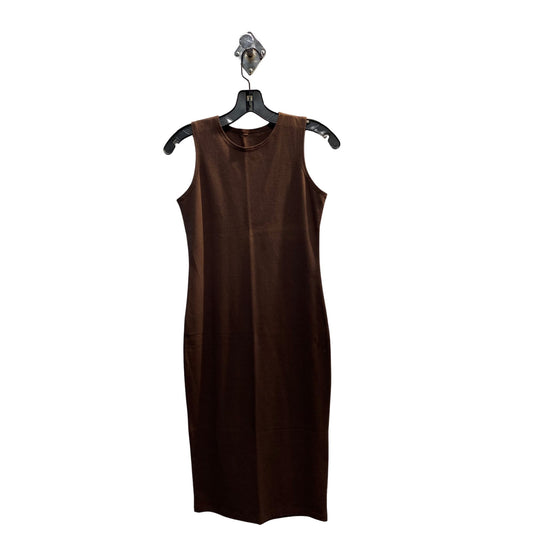 Brown Stretch Cotton Jersey Bodycon Sleeveless Dress, Midi Dress, Cocktail Dress, Layering Dress, Tznius Dress, Sheath, Versatile Tank Dress
