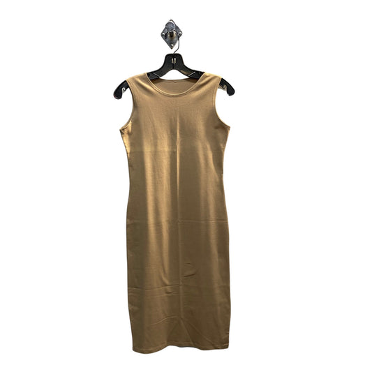 Beige Stretch Cotton Jersey Bodycon Sleeveless Dress, Midi Dress, Cocktail Dress, Layering Dress, Tznius Dress, Sheath, Versatile Tank Dress