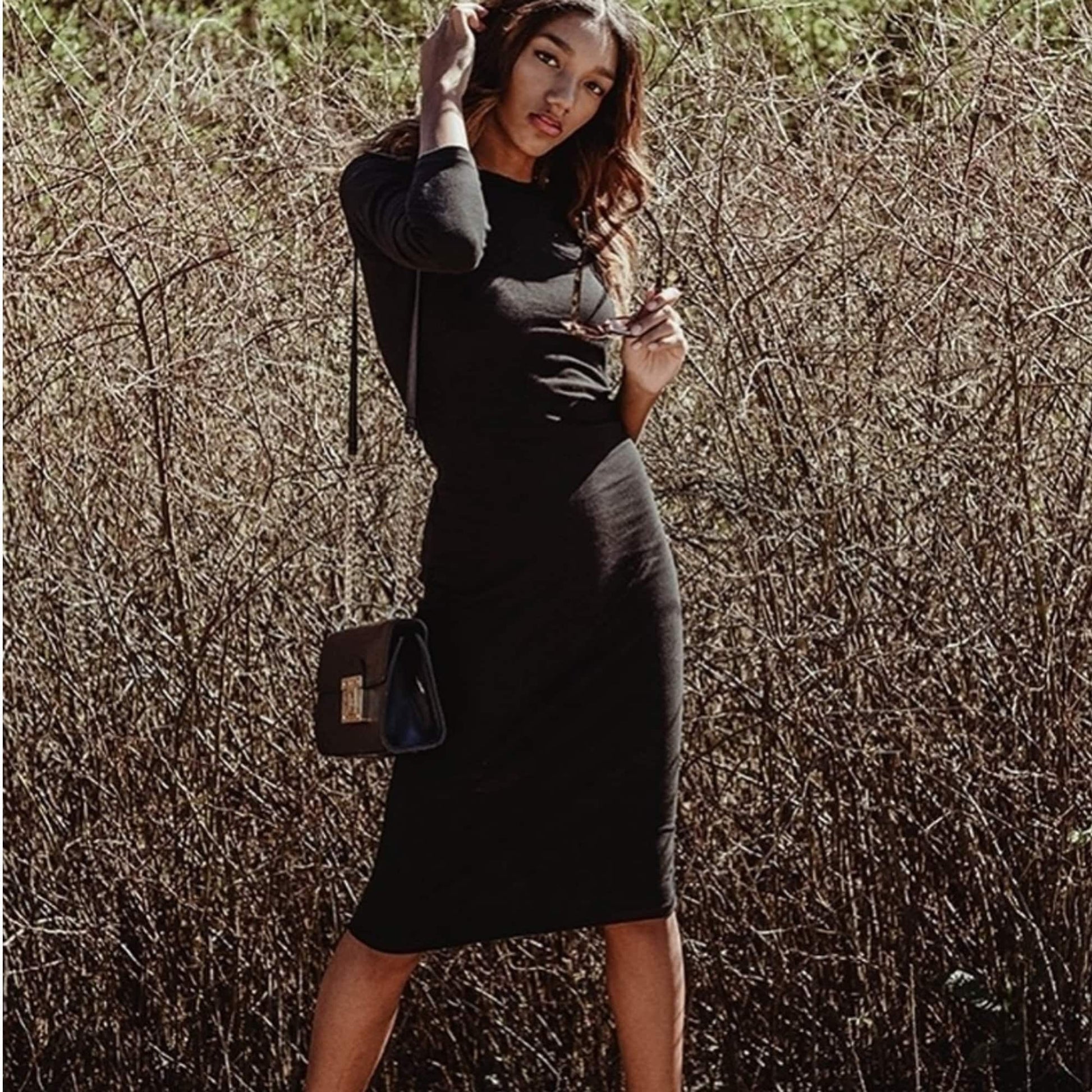 black silhouette long midi karen michelle dress, modest dress