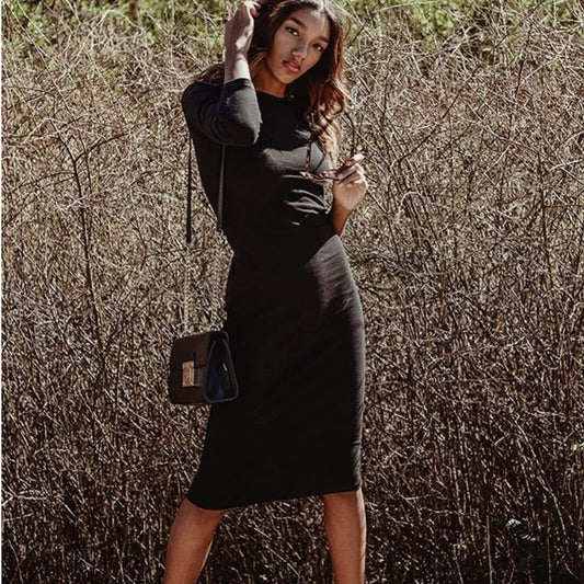 black silhouette long midi karen michelle dress, modest dress