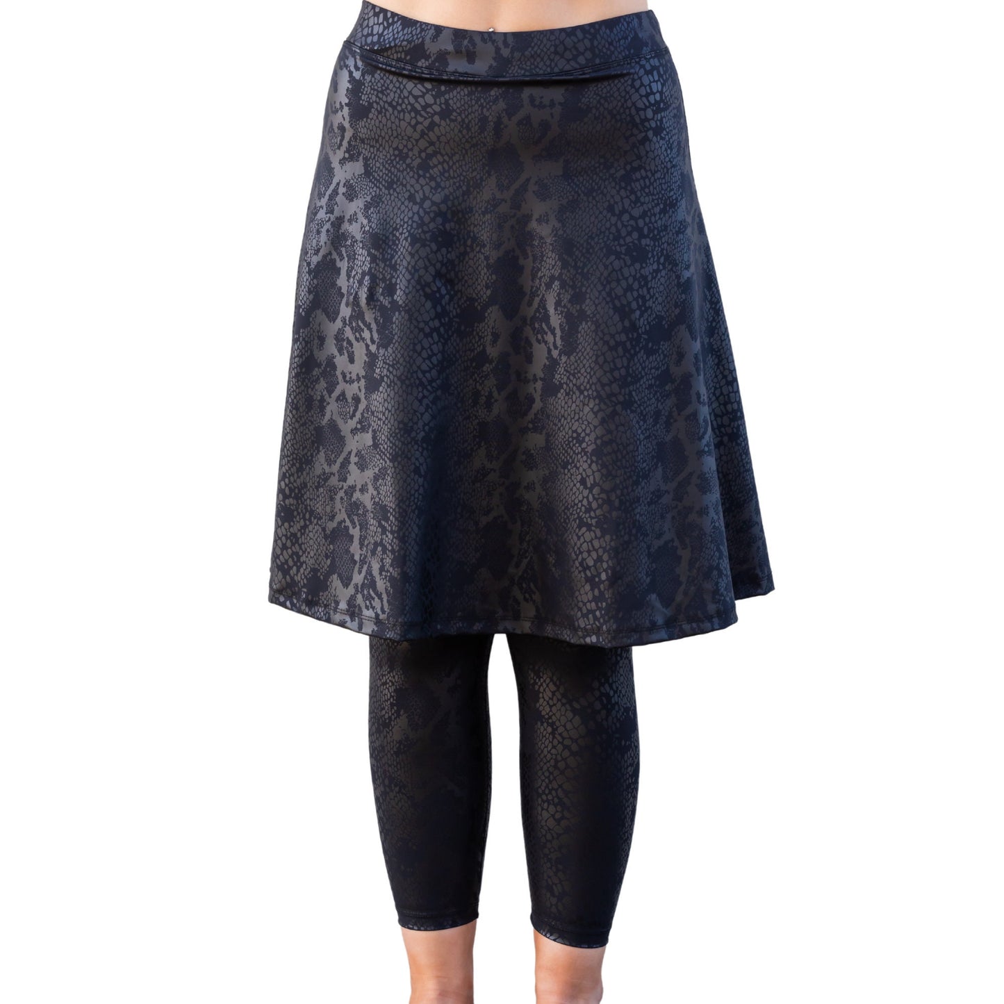 PLUS SIZE Snakeskin Embossed High Waisted Leggings with Skirt. Street Leggings. Yoga Leggings. High Fashion Leggings. Leggings with Pockets