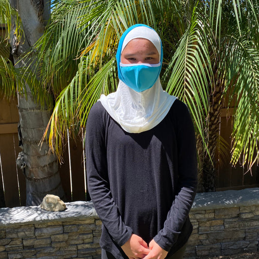 Hijab and Matching Face Mask, Hijab with Holes for Face Mask, Hijab for Doctors, Hijab for Nurses, Hijab for Dentists, Instant Hijab