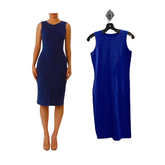 Stretch Cotton Jersey Bodycon Sleeveless Dress, Midi Tank Dress, Cocktail Dress, Layering Dress, Tznius Dress, Sheath, Royal Blue Dress