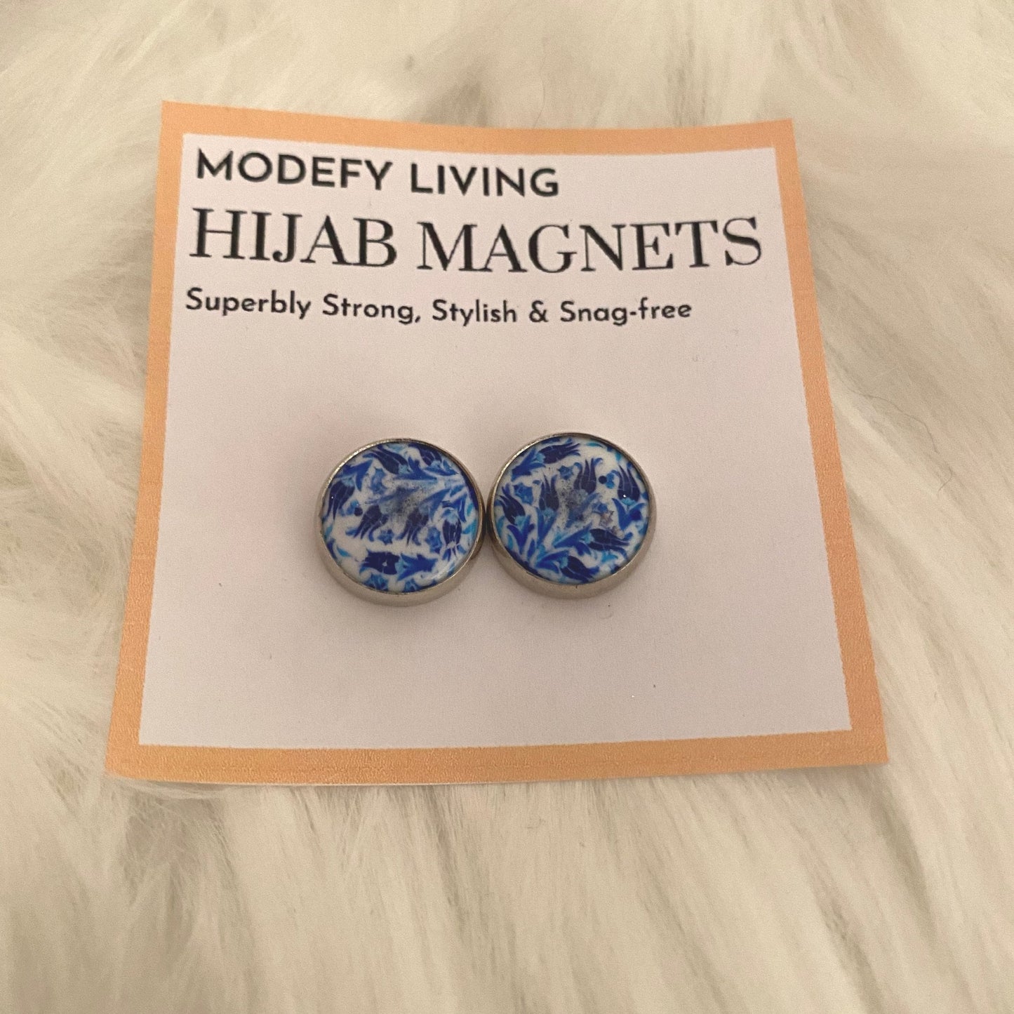 Hijab Magnets | Hijab Pins|Hijab Closure | Jeweled Scarf Accessories |Keep Shirts Closed Magnets |Toile Blue White Wedgwood Hair Accessories