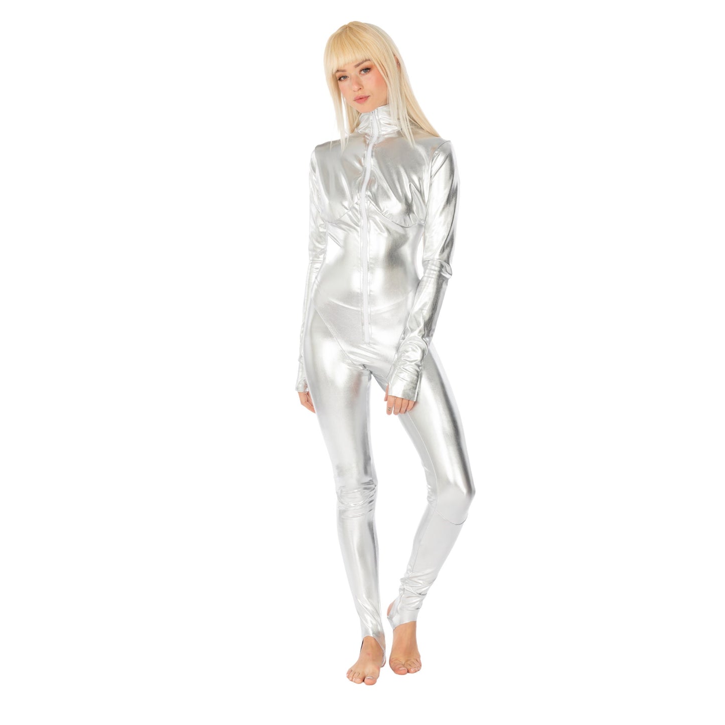 Sexy Full Coverage Swim Jumpsuit, Burkini, Silver Swimsuit, Catsuit, Cosplay, Modest Swim, Sun Protection Bodysuit, Swimsuit, Full Body Swim