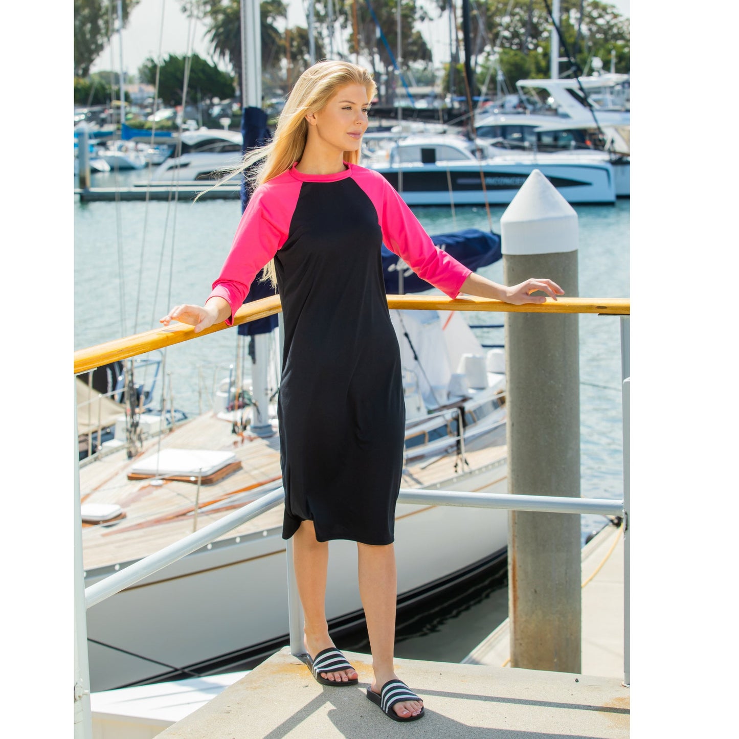 Loose Fitting Swim Dress, Longer Swim Dress, Plus Size Swim, Modest Swimwear, Sun Protection, Tznius, Burkini, Small-3XL! Pink and Black