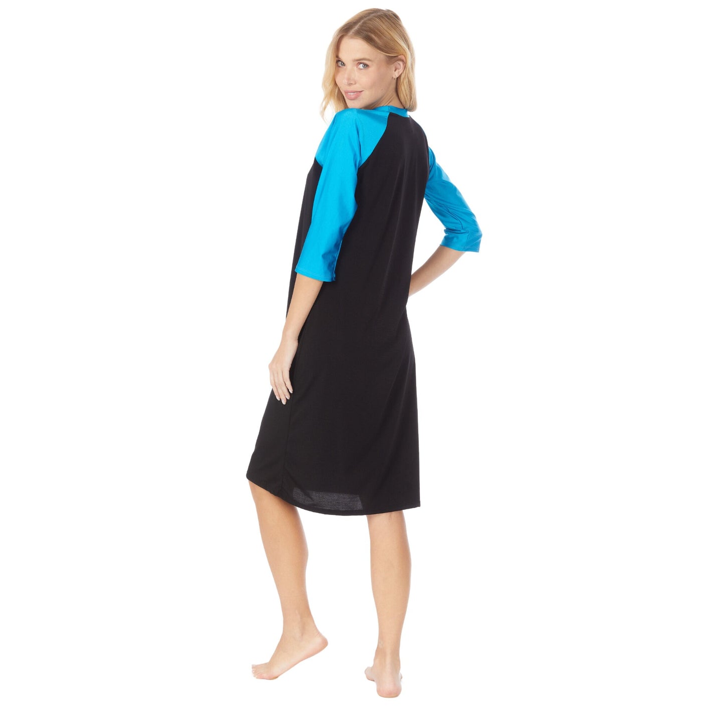 Loose Fitting Lightweight Swim Dress, Plus Size Swimwear, Modest Swimwear, Sun Protection, Fast Drying, Tznius, Burkini, S-3XL! Blue Black