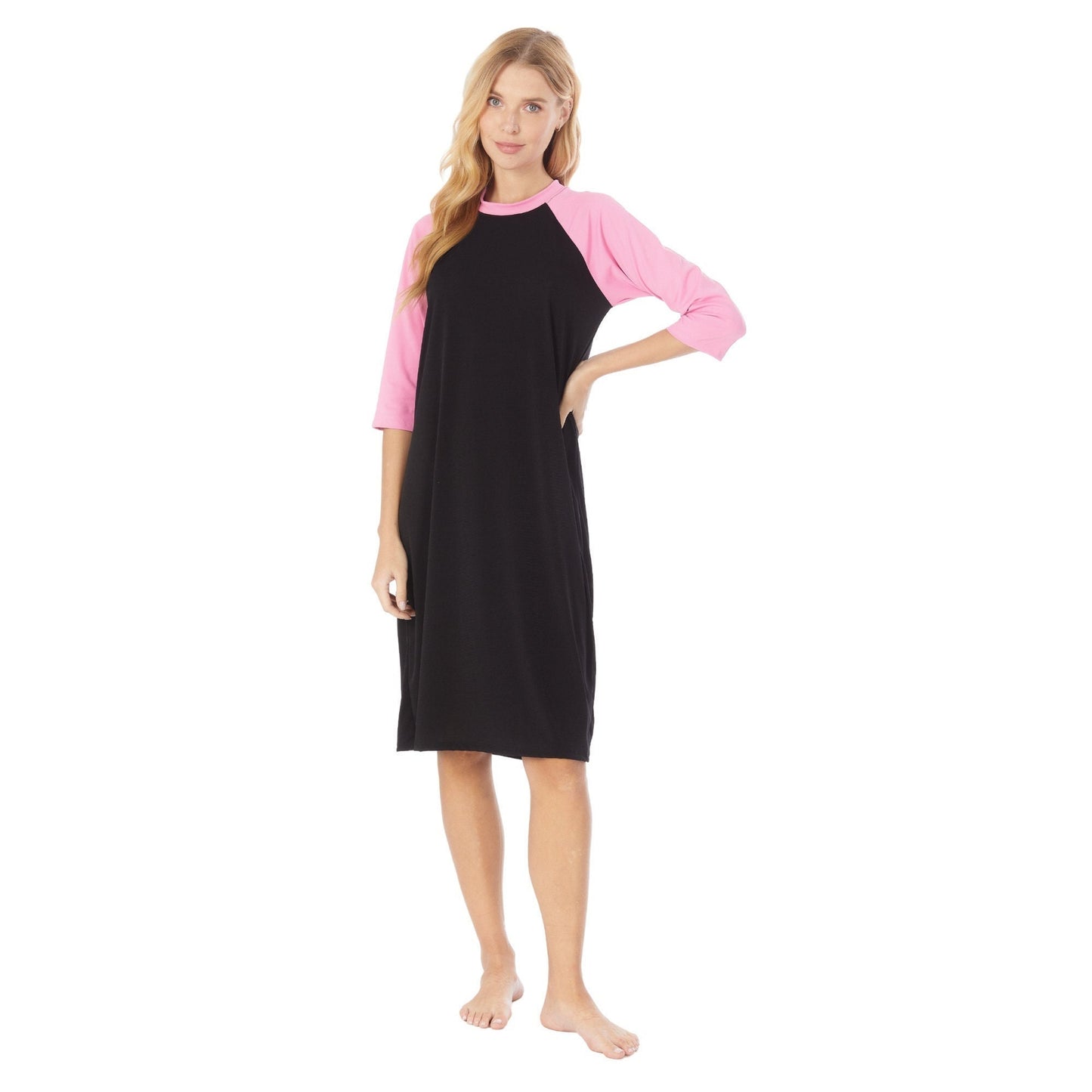 Comfortable Fit Swim Dress, Pool Coverup, Swimdress, Plus Size Swim, Modest Swimwear, Sun Protection, Tznius, Burkini, S-3XL! Pink and Black