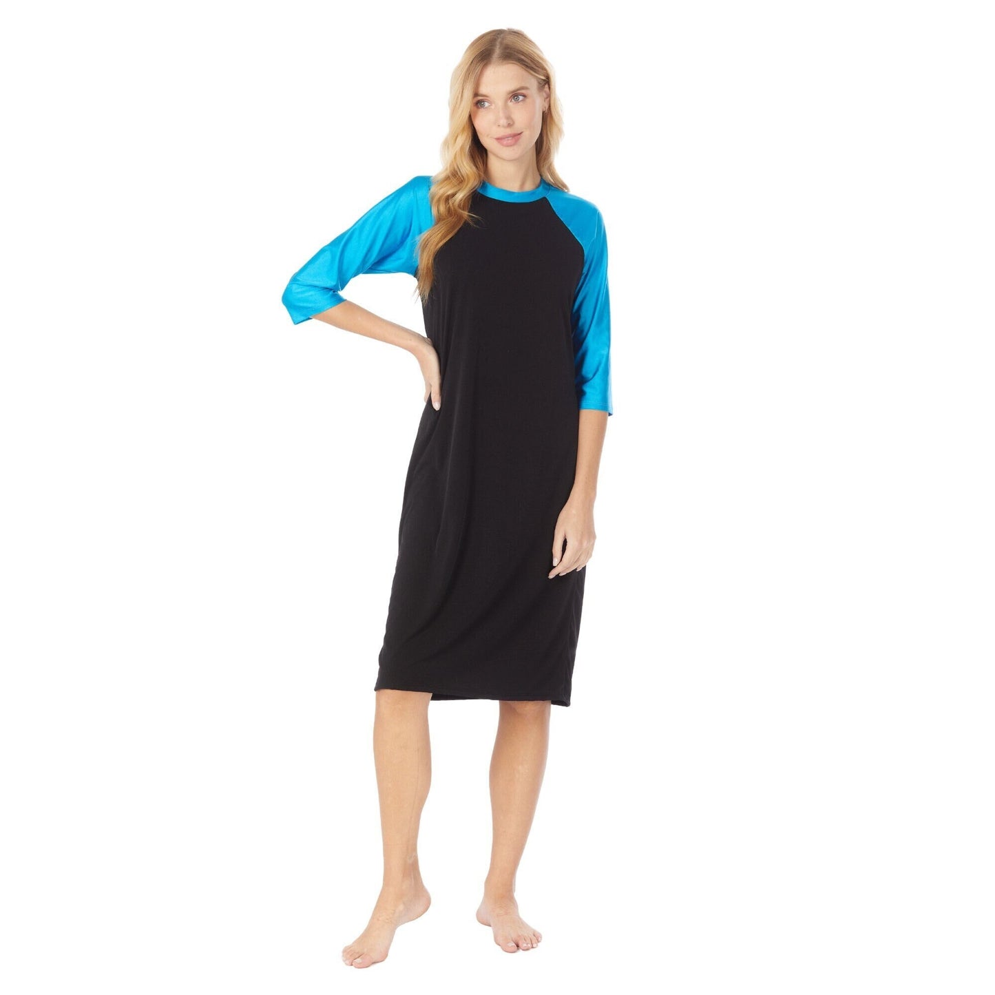 Loose Fitting Lightweight Swim Dress, Plus Size Swimwear, Modest Swimwear, Sun Protection, Fast Drying, Tznius, Burkini, S-3XL! Blue Black