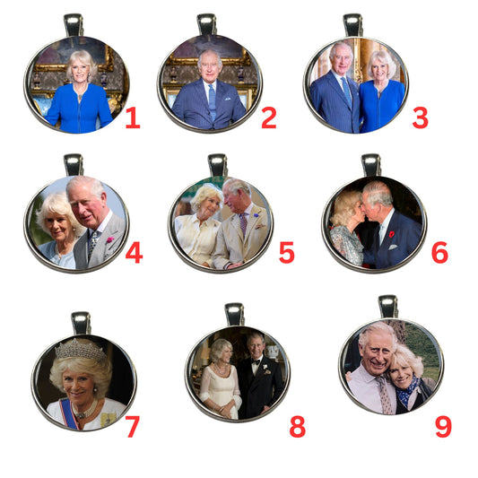 King Charles Coronation Pendant, Queen Consort Charm, Queen Camilla Memorabilia, Coronation Gift, King Charm, Charles Camilla Jewelry