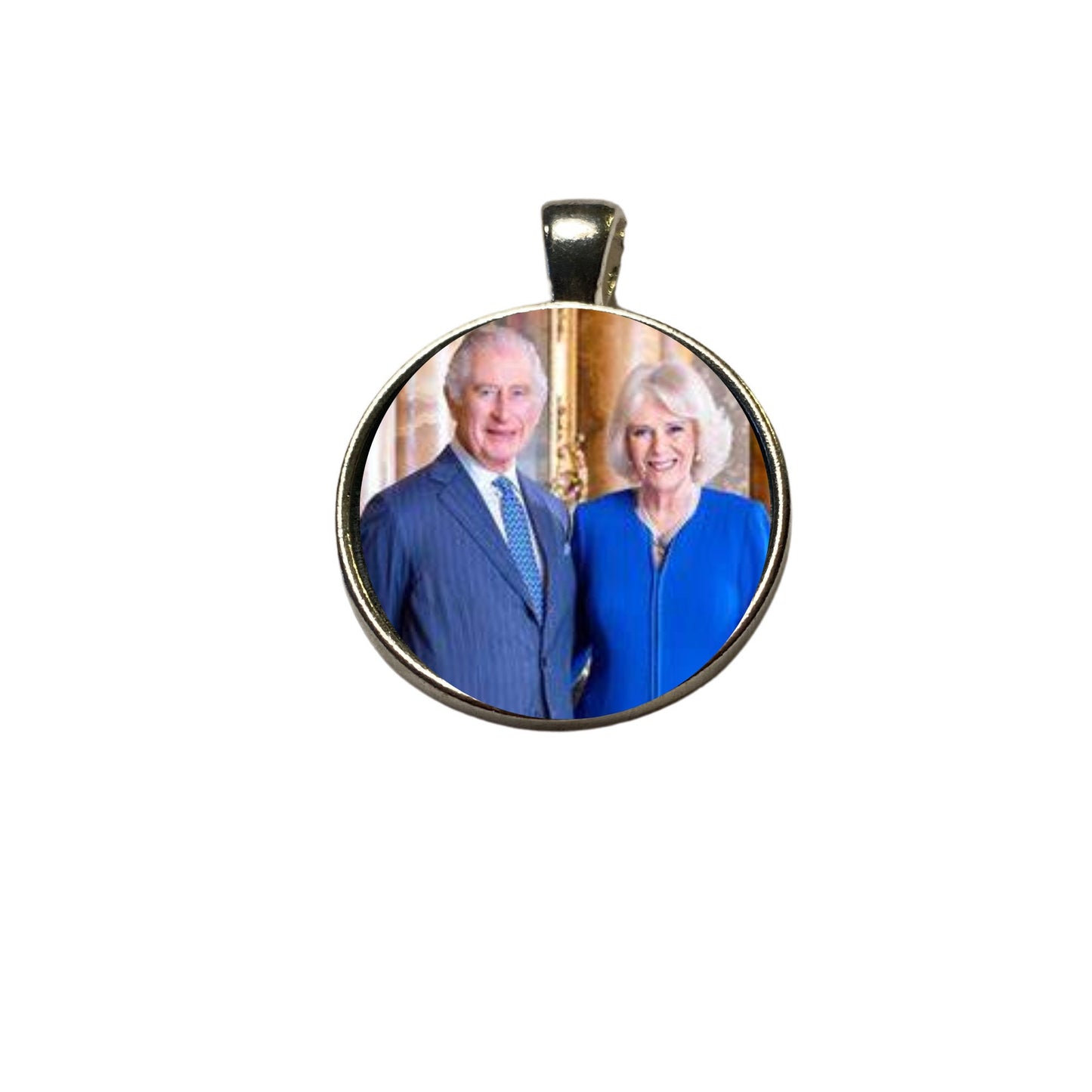 King Charles Coronation Pendant, Queen Consort Charm, Queen Camilla Memorabilia, Coronation Gift, King Charm, Charles Camilla Jewelry
