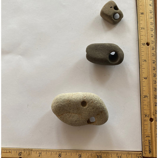 Natural Hag Stones, Holey Stone, Beach Stone, Odin Stone, Celtic Stone, Witches Stones, Fairy Stone, Lot of 3, Pacific Ocean, FREE SHIPPING