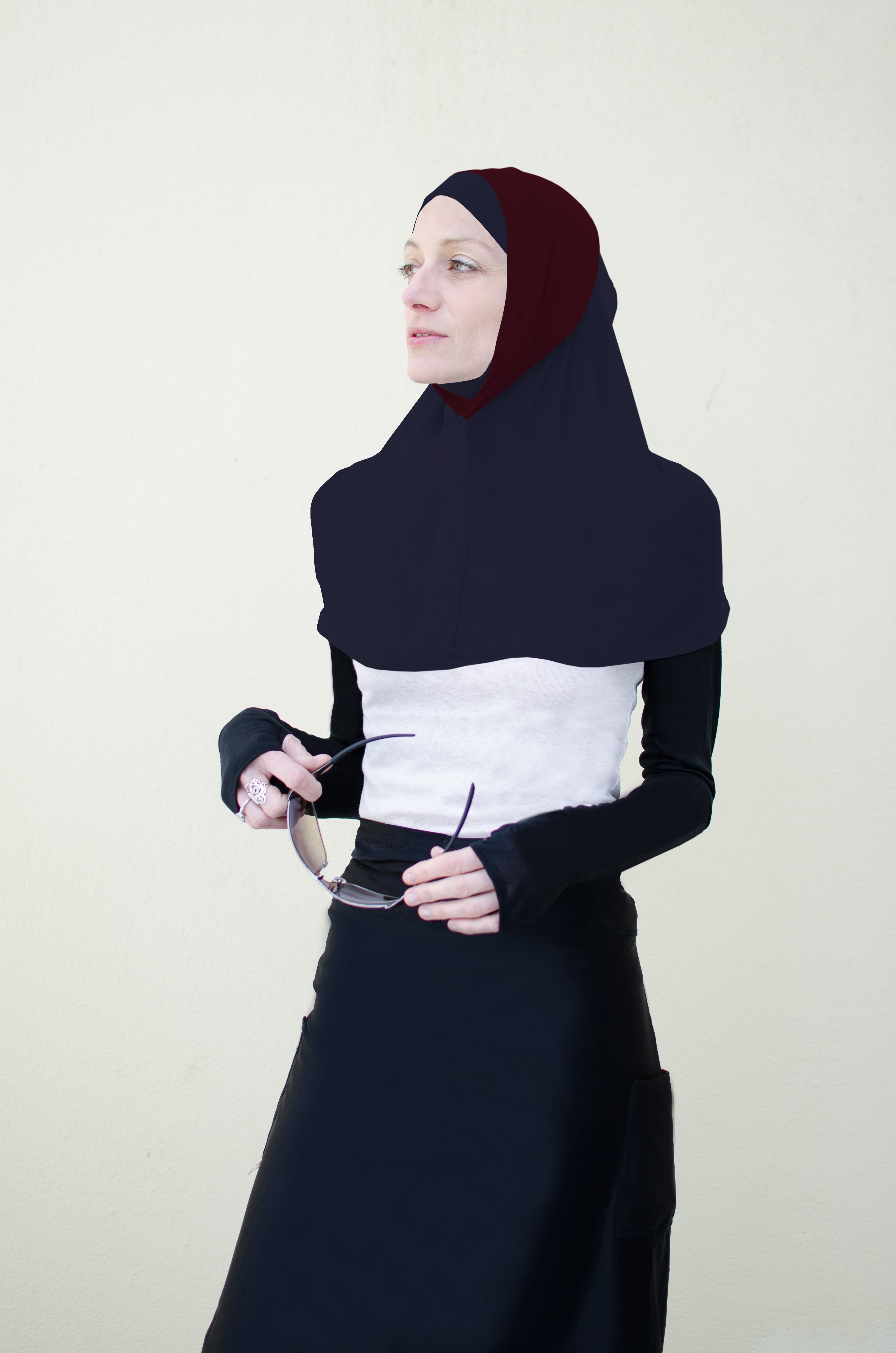 High Tech Performance Hijab Black with Maroon