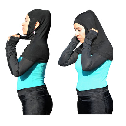 High Tech Performance Hijab (Black with Grey)